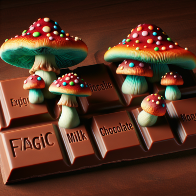 polka dot magic mushroom chocolate bar